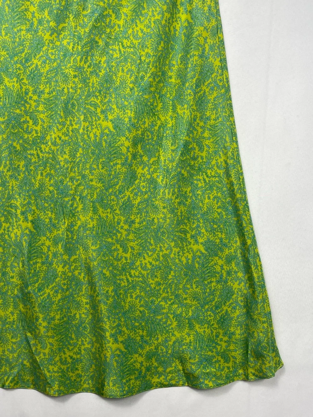 GAP Silk Paisley Midi Skirt LG Green Flippy print Teal 90s Hippie Boho Y2K